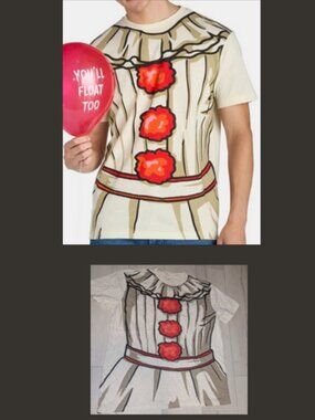 Pennywise IT Shirt Men's XL Graphic Tee Halloween Scary Graphic